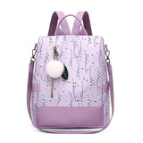 Floral Nylon Backpack for Ladies One-shoulder Student School Bag