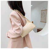 Crocodile Pattern Chain Shoulder Bag