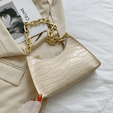 Crocodile Pattern Chain Shoulder Bag