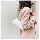Crocodile Pattern Chain Shoulder Bag