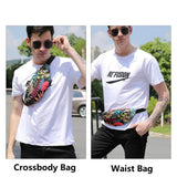 Leaf Print Waist Pack Bag For Men Women