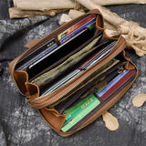 Leather Purse Wallet for Men Women Long Zip Phone Wallet
