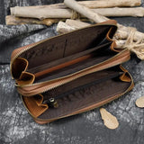 Leather Purse Wallet for Men Women Long Zip Phone Wallet