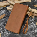 Leather Purse Wallet for Men Women Long Zip Phone Wallet