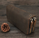 Leather Purse Wallet for Men Women Long Zip Phone Wallet