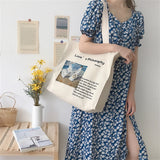 Large-capacity Art Canvas Shoulder Bag Oil Painting Printing