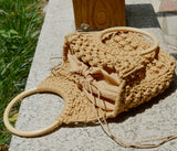 Solid Portable Woven Beach Bag with Cotton Rope Handle