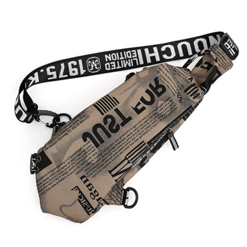 Messenger Bag Punk Retro Letter Chest Bag Waterproof Nylon Shoulder Bag