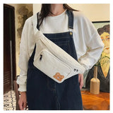 Corduroy Soft Doll Bag with Zipper Pocket and Phone Bag