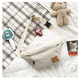 Corduroy Soft Doll Bag with Zipper Pocket and Phone Bag