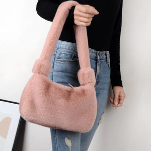Mink Plush Hand Bag Woolen Shoulder Bag