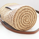 Straw Woven Crossbody Bag Raffia Round Barrel Beach Bag