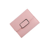 Checkered Tri-fold Ladies Wallet Litchi Pattern Solid