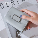 Checkered Tri-fold Ladies Wallet Litchi Pattern Solid