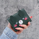 Solid Tri-fold Student Wallet Mini Purses