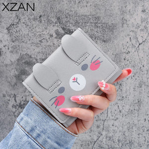 Solid Tri-fold Student Wallet Mini Purses