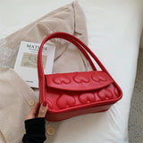 Vintage Shoulder Handbag Retro Baguet Heart Pattern Clutches