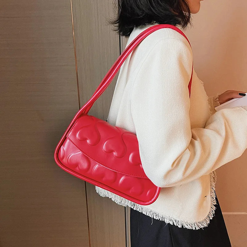 Vintage Heart Pattern Clutches Retro Handbag