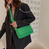 Soft Shoulder Bag Nylon Plaid Crossbody Bag for Women