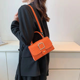 Stone Texture Shoulder Bag Pu Leather Crossbody Handbag Top Handle