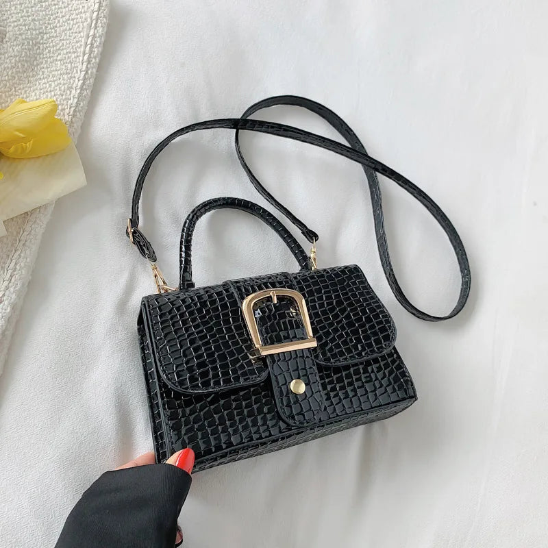 Stone Texture Shoulder Bag Pu Leather Crossbody Handbag Top Handle