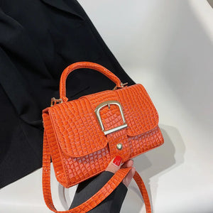 Stone Texture Shoulder Bag Pu Leather Crossbody Handbag Top Handle