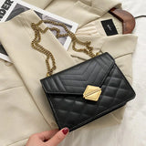 Striped Women Bag PU Leather Crossbody Bag Metal Tower Buckle