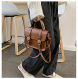 Vintage Leather Shoulder Bag Classic Crossbody Handbag