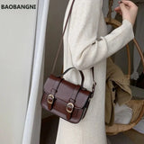 Winter Vintage Flap Lock Classic Women Bags Casual Leather Shoulder Bags Clutch