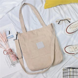 Corduroy Shoulder Bag Large Capacity Multi-pockets Tote Bag Bolsas