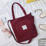 Corduroy Shoulder Bag Large Capacity Multi-pockets Tote Bag Bolsas