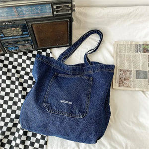 Women Denim Shoulder Tote Bag Canvas Handbag Vintage Messenger Bag
