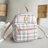 Grid Pattern PU Leather Backpack for Women