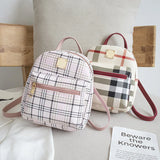 Grid Pattern PU Leather Backpack for Women