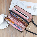 Women Wallet Pu Leather Money Clip Double Zipper Clutch Bag