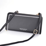 Women Wallet Pu Leather Money Clip Double Zipper Clutch Bag