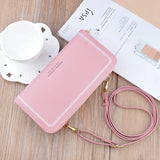 Women Wallet Pu Leather Money Clip Double Zipper Clutch Bag