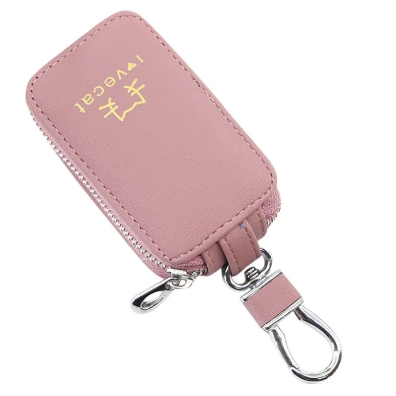 Women's Outdoor Leather Zipper Key Case Wallet
