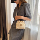 Sunflower Messenger Woven Bag Crochet Round Beach Bag Purses