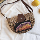 Boho Braided Rattan Clutch Bag, Summer Shoulder Messenger Handbag