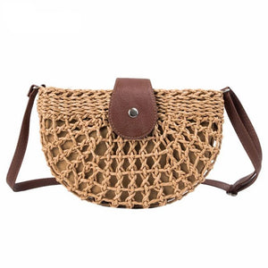 Boho Braided Rattan Clutch Bag, Summer Shoulder Messenger Handbag