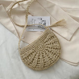 Boho Braided Rattan Clutch Bag, Summer Shoulder Messenger Handbag