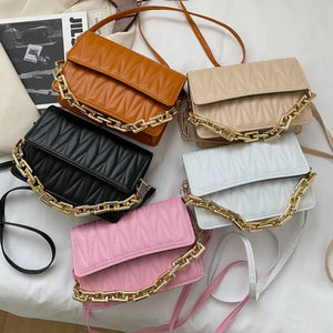Summer Casual Chain Crossbody Bag Women Shoulder Handbag PU Leather Messenger