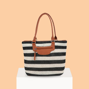 Summer Striped Shoulder Bag Big Beach Casual Straw Bag Ladies Tote