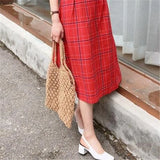 Summer Woven Beach Bag Women Mesh Rope Weaving Reticulate Hollow Straw Bag