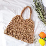 Summer Woven Beach Bag Women Mesh Rope Weaving Reticulate Hollow Straw Bag