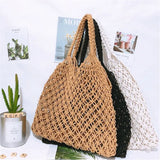 Summer Woven Beach Bag Women Mesh Rope Weaving Reticulate Hollow Straw Bag