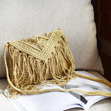 Women's Straw Tassel Beach Bag Rattan Crossbody Shoulder Bag