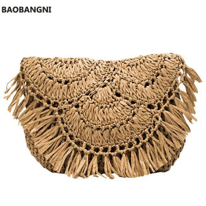 Straw Beach Bag Tassel Rattan Handbag
