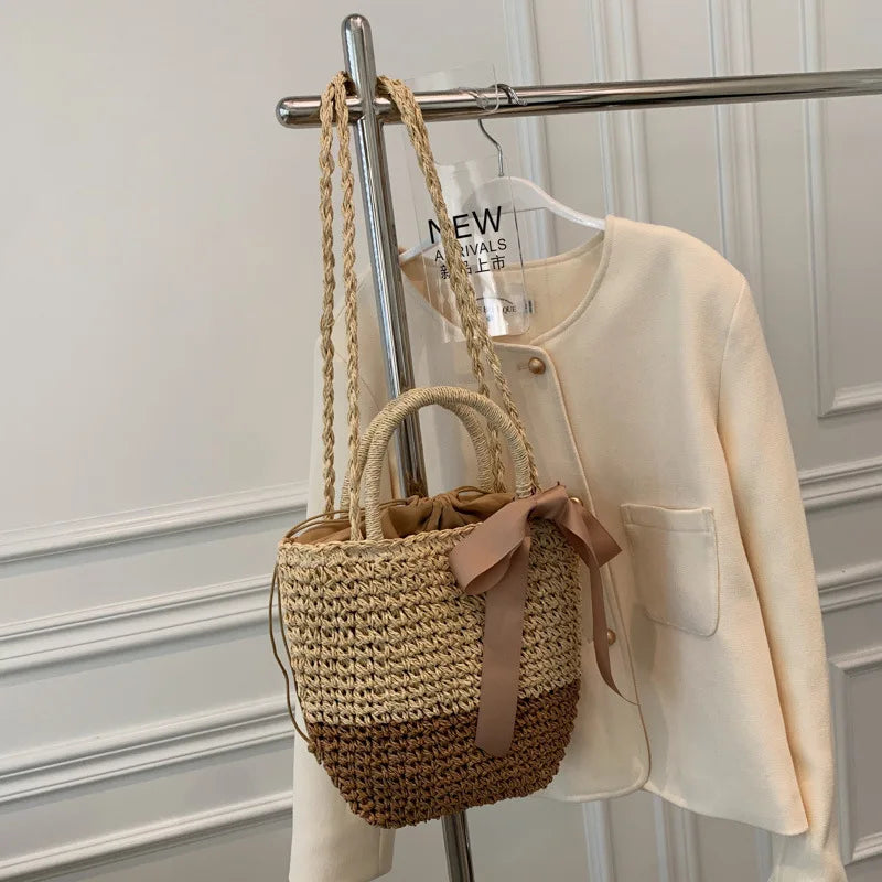 Summer Straw Weave Shoulder Bag For Women Beach Holiday Crossbody Bag